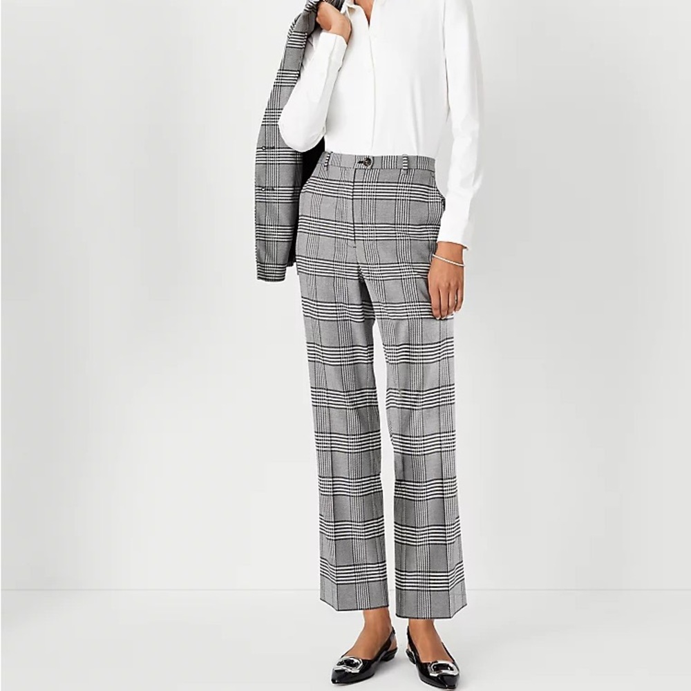 Ann Taylor Plaid Tab Waist Kick Crop Pants